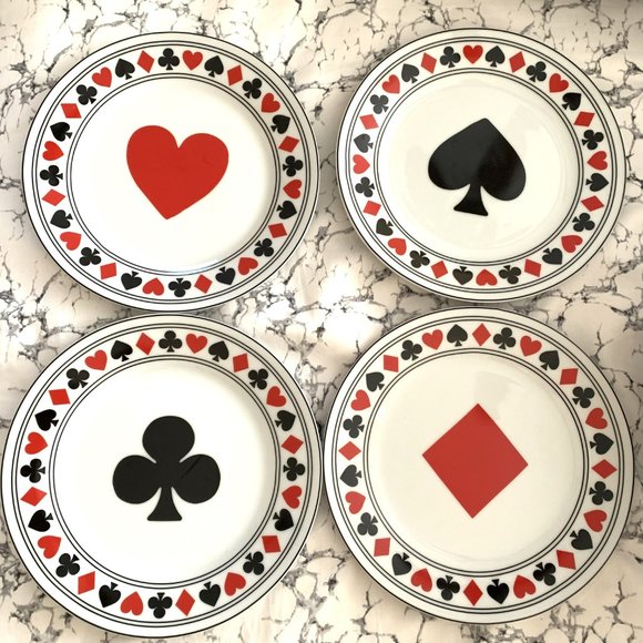 Godinger & Co. Poker Cards Dessert Plates set of 4 - Picture 2 of 8